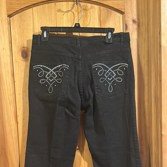 Vintage Christine Alexander Embellished Rhinestones Black Jeans - Picture 1 of 7
